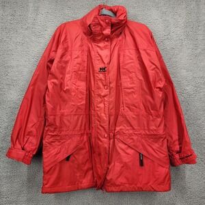 Helly Hansen Womens Red Helly Tech Packable Rain Jacket Parka Size Large Petite